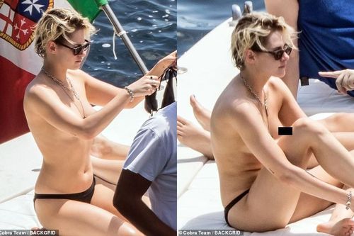Sao 'Chạng vạng' Kristen Stewart vô tư để ngực trần phơi nắng trên du thuyền