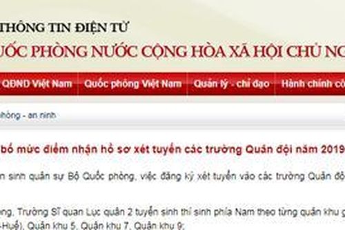 Mức điểm nhận hồ sơ xét tuyển các trường quân đội năm 2019