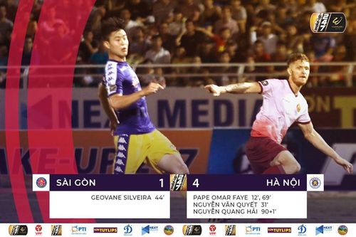 Hà Nội FC vùi dập Sài Gòn, áp sát ngôi đầu bảng của TP.HCM