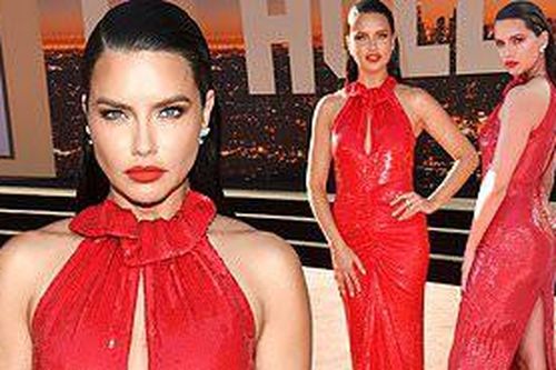 Adriana Lima quyến rũ với đầm đỏ tôn đường cong 'rực lửa'