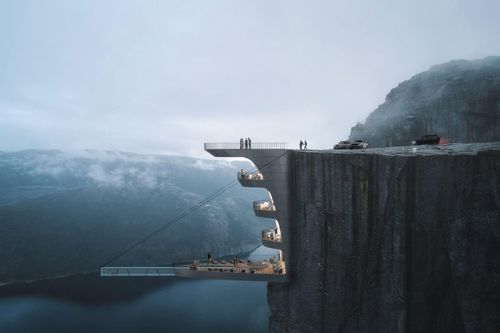 Khách sạn bám vào vách núi, bể bơi treo trên biển