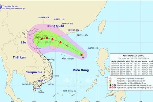 Vùng áp thấp trên biển Đông đã mạnh lên thành áp thấp nhiệt đới