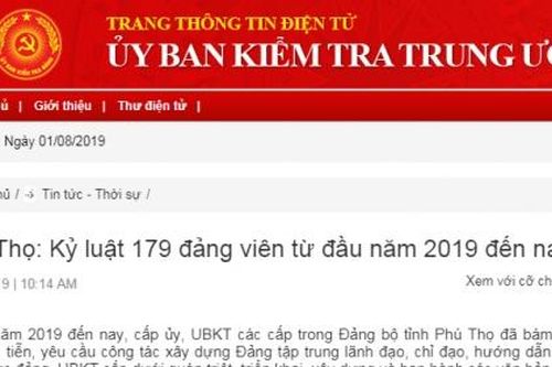 Phú Thọ: Hàng chục đảng viên bị kỷ luật cảnh cáo, cách chức