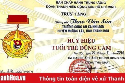 Truy tặng Huy hiệu 'Tuổi trẻ dũng cảm' cho Trưởng công an xã hi sinh khi làm nhiệm vụ