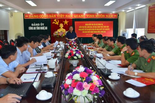 Đoàn kiểm tra của Bộ Chính trị làm việc với Đảng bộ Công an tỉnh Nghệ An