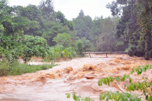 Bình Phước ngập sâu, hàng chục người mắc kẹt do cầu sập