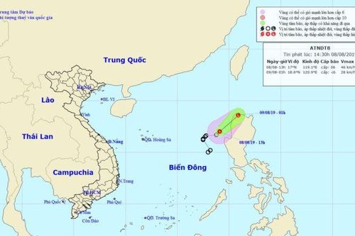 Áp thấp nhiệt đới trên Biển Đông sẽ suy yếu dần thành một vùng áp thấp