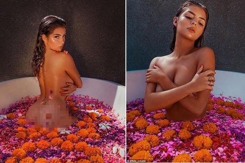 'Kim Kardashian nước Anh' khỏa thân trong bồn tắm ngập tràn hoa đẹp như tranh vẽ