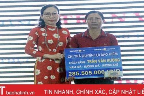 Bảo Việt Nhân thọ Hà Tĩnh chi trả hơn 285 triệu đồng cho khách hàng rủi ro