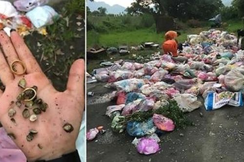 Hớt hải bới 4 tấn rác để tìm lại nhẫn vàng