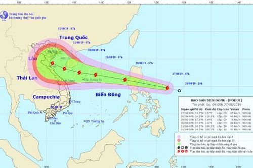 Áp thấp nhiệt đới đã mạnh lên thành bão Podul