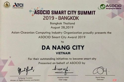 Đà Nẵng nhận giải thưởng 'Thành phố thông minh ASOCIO 2019'