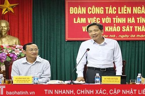 Đoàn liên ngành Trung ương thống nhất cao thành lập thị trấn Lộc Hà, đề nghị hoàn thiện hồ sơ để công nhận