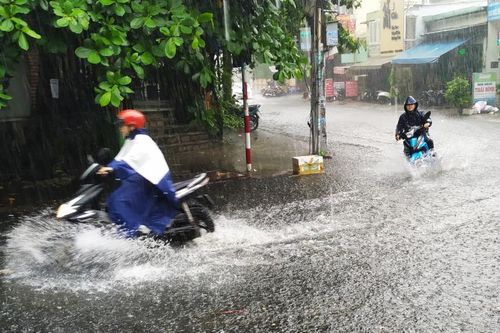 Mưa lớn gây ngập nhiều tuyến đường tại quận 7, TP Hồ Chí Minh