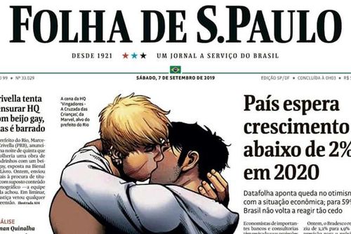 Báo Brazil đăng hình nụ hôn đồng tính để chỉ trích thị trưởng