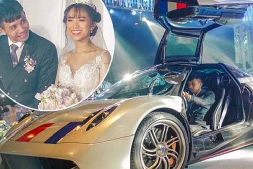 Minh 'Nhựa' lái siêu xe Pagani Huayra lên sân khấu trong đám cưới con gái