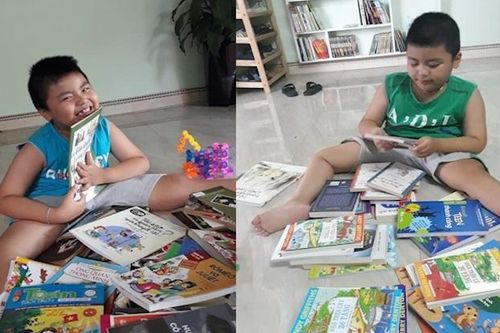 'Ông chủ' 8 tuổi ngồi xe lăn sở hữu thư viện sách mini ở Hải Dương
