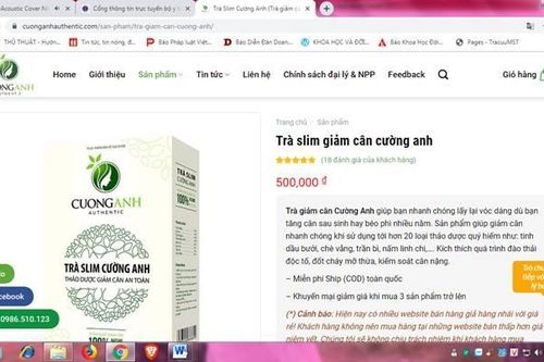 Trà Slim Cường Anh bị quảng cáo trên website giả mạo