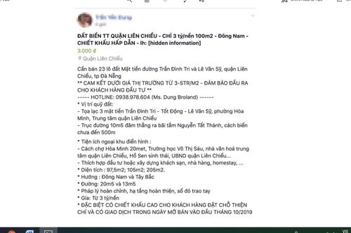 Đà Nẵng cảnh báo rao bán đất nền trên facebook