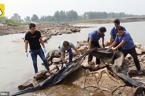 'Quái vật hồ Loch Ness' của Trung Quốc là túi khí cao su rách
