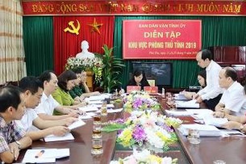 Ban Dân vận Tỉnh ủy luyện tập trong tác chiến khu vực phòng thủ tỉnh năm 2019