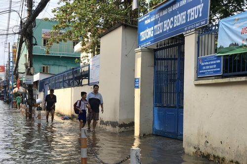 Cần Thơ: Học sinh được nghỉ học, đi học trễ vì triều cường