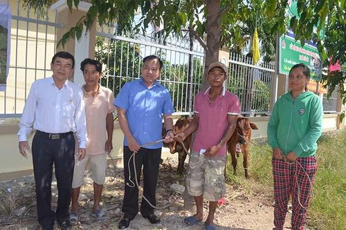 Trao bò giống cho các hộ nghèo huyện Cam Lâm