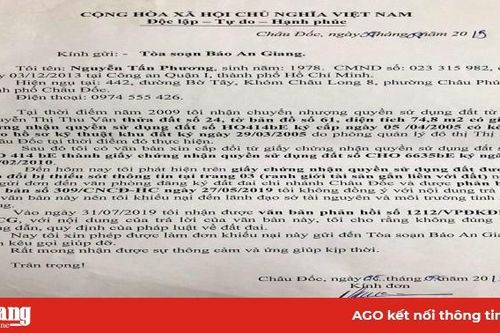 Trả lời phản ánh của ông Nguyễn Tấn Phương