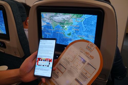 Wi-Fi trên máy bay Vietnam Airlines chậm, đủ để nhắn tin và gửi mail