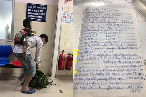 Cuốn sổ 'tạ ơn đời' đặc biệt của ông bố địu con đi khám bệnh sau khi vợ qua đời