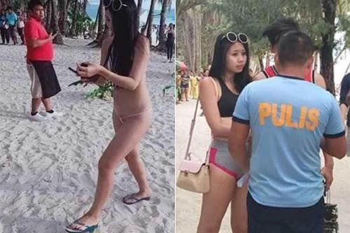Mặc bikini như sợi dây, du khách bị phạt nặng