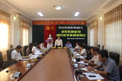 Đoàn đại biểu Quốc hội tỉnh Quảng Trị làm việc với lãnh đạo tỉnh trước kì họp thứ 8, Quốc hội khóa XIV