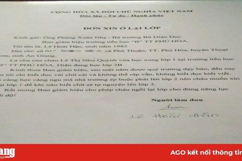 Thông tin 'học sinh lớp 2 xin ở lại lớp 1' không đúng sự thật