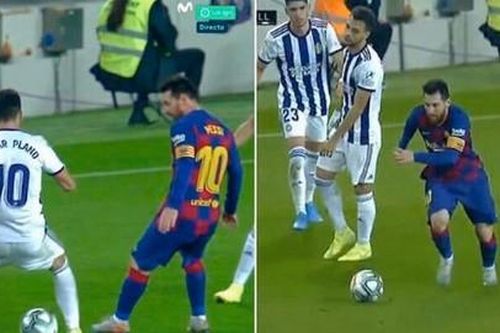 Messi vượt qua đối thủ sau pha xử lý kỹ thuật