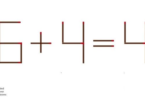 Di chuyển một que diêm để sửa 6 + 4 = 4 thành phép tính đúng