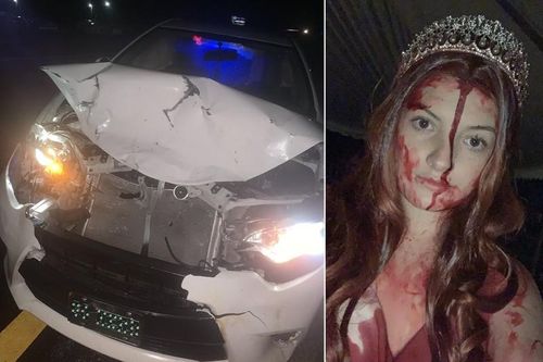 Hóa trang Halloween, trùng hợp cô gái gặp tai nạn xe, cảnh sát phát khiếp...