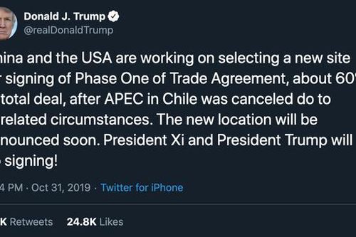 Trấn an Trung Quốc, ông Trump tuyên bố chắc chắn sẽ ký thỏa thuận giai đoạn một