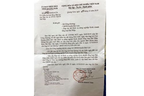 Phản hồi bài báo: 'Hợp tác xã Đại Hiệp cần bàn giao lưới điện cho ngành điện': Yêu cầu HTX Đại Hiệp bàn giao lưới điện