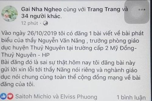 Phạt 5 triệu đồng vì bịa đặt lời trưởng phòng giáo dục trên Facebook