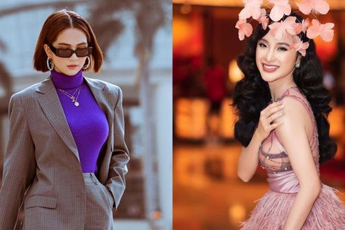 Ngọc Trinh thanh lịch, Angela Phương Trinh chơi trội đội hoa lên đầu