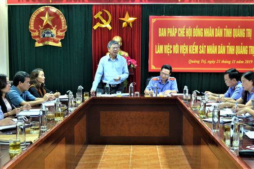 Ban Pháp chế HĐND tỉnh Quảng Trị làm việc với Viện KSND tỉnh