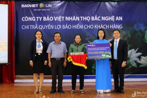 Bảo Việt Nhân thọ Bắc Nghệ An chi trả 850 triệu đồng cho khách hàng gặp rủi ro