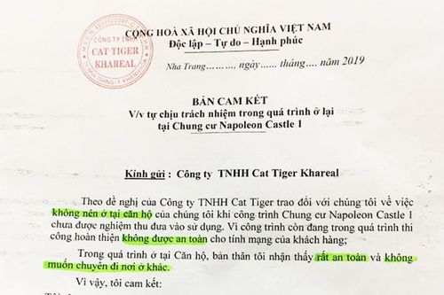 Dự án Chung cư Napoleon Casle 1: Hướng dẫn khách hàng ký cam kết tự chịu trách nhiệm về sự an toàn