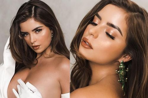 'Kim Kardashian nước Anh' dùng tay che ngực trần, đẹp 'nín thở'