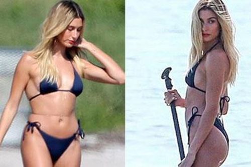 Hailey Bieber chụp ảnh với mẫu áo tắm nhỏ xíu