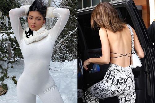 Kylie diện đồ Chanel bó sát, Kendall xuống phố với áo hở lưng