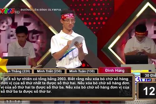 Câu hỏi tính toán 'hack não' thí sinh Đường lên đỉnh Olympia