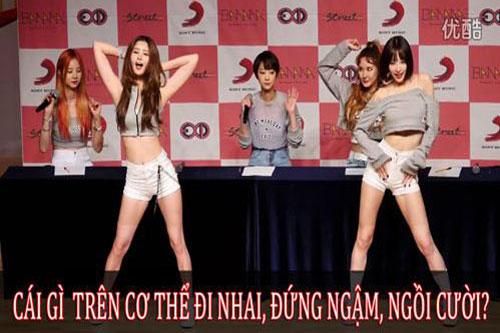 Cái gì đi nhai, đứng ngậm, ngồi cười?