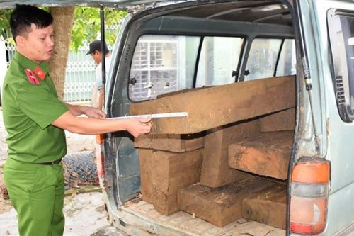 Gặp công an, tài xế bỏ chạy, vứt lại 2 ô tô gỗ lậu
