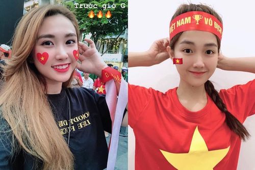 Bạn gái cũ Bùi Tiến Dũng, hot girl Kiều Trinh cổ vũ U22 Việt Nam